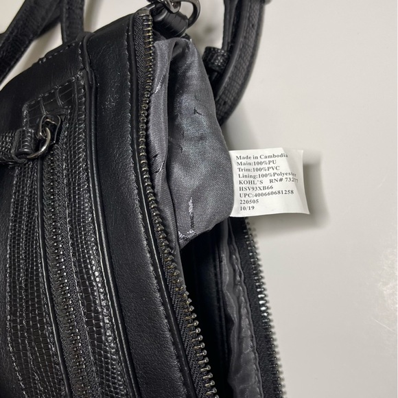 Simply Vera Wang Loren Crossbody Bag Black Faux Leather Adjustable Strap  Zipper - Picture 5 of 13